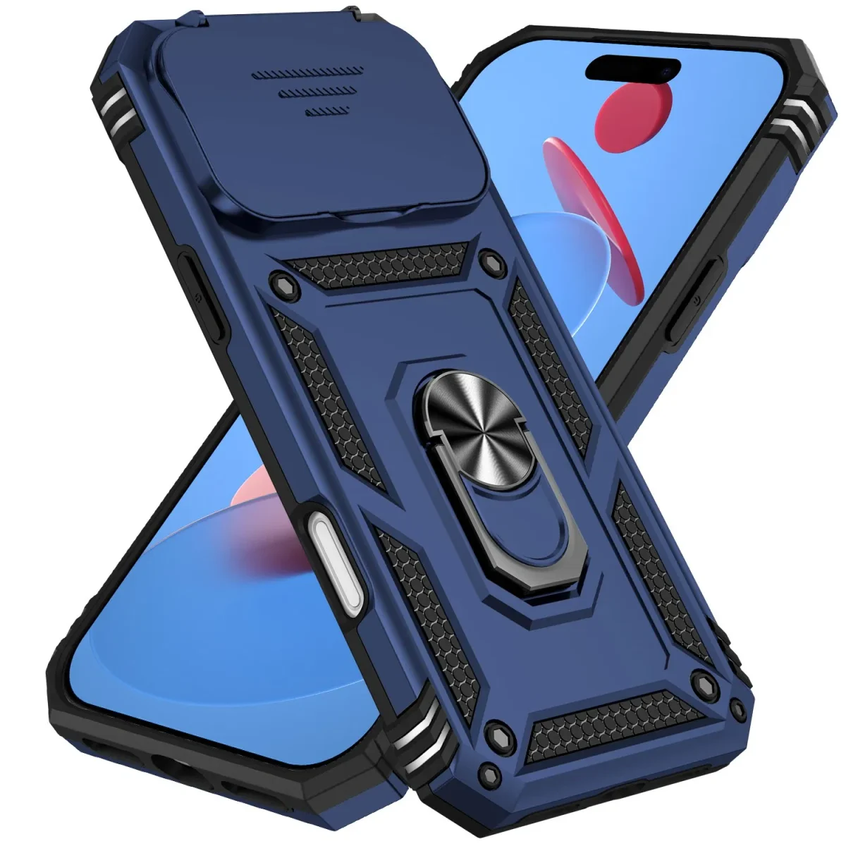 Camera Cover & Ring Stand Case — Blue · closed camera cover