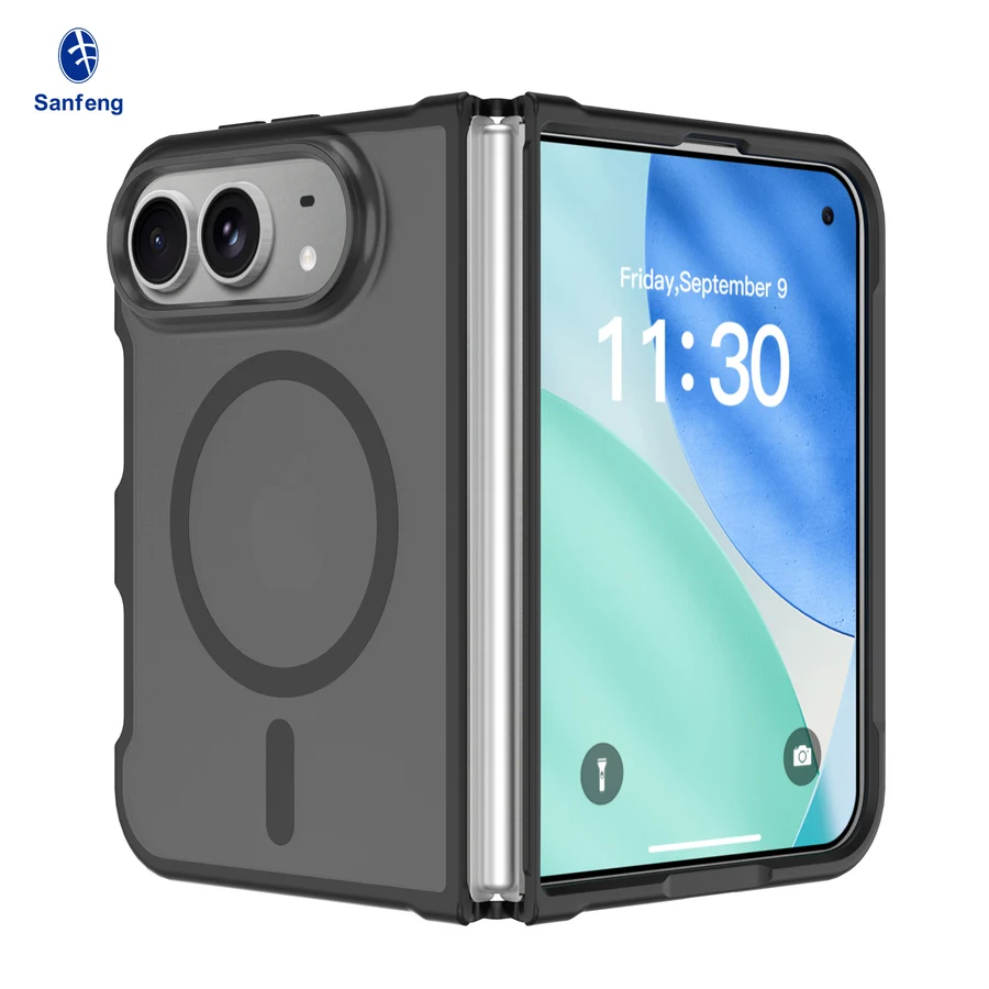 Black Matte Magnetic Fold Case shown from the front and back
