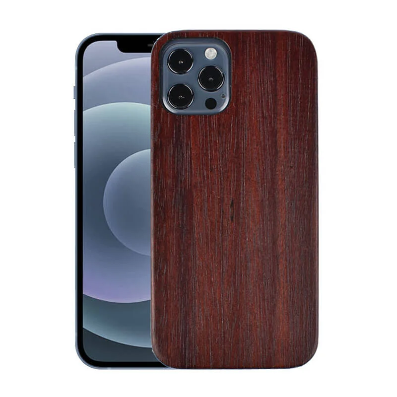 Wood-Finish Phone Case — Dark wood finish · front and back